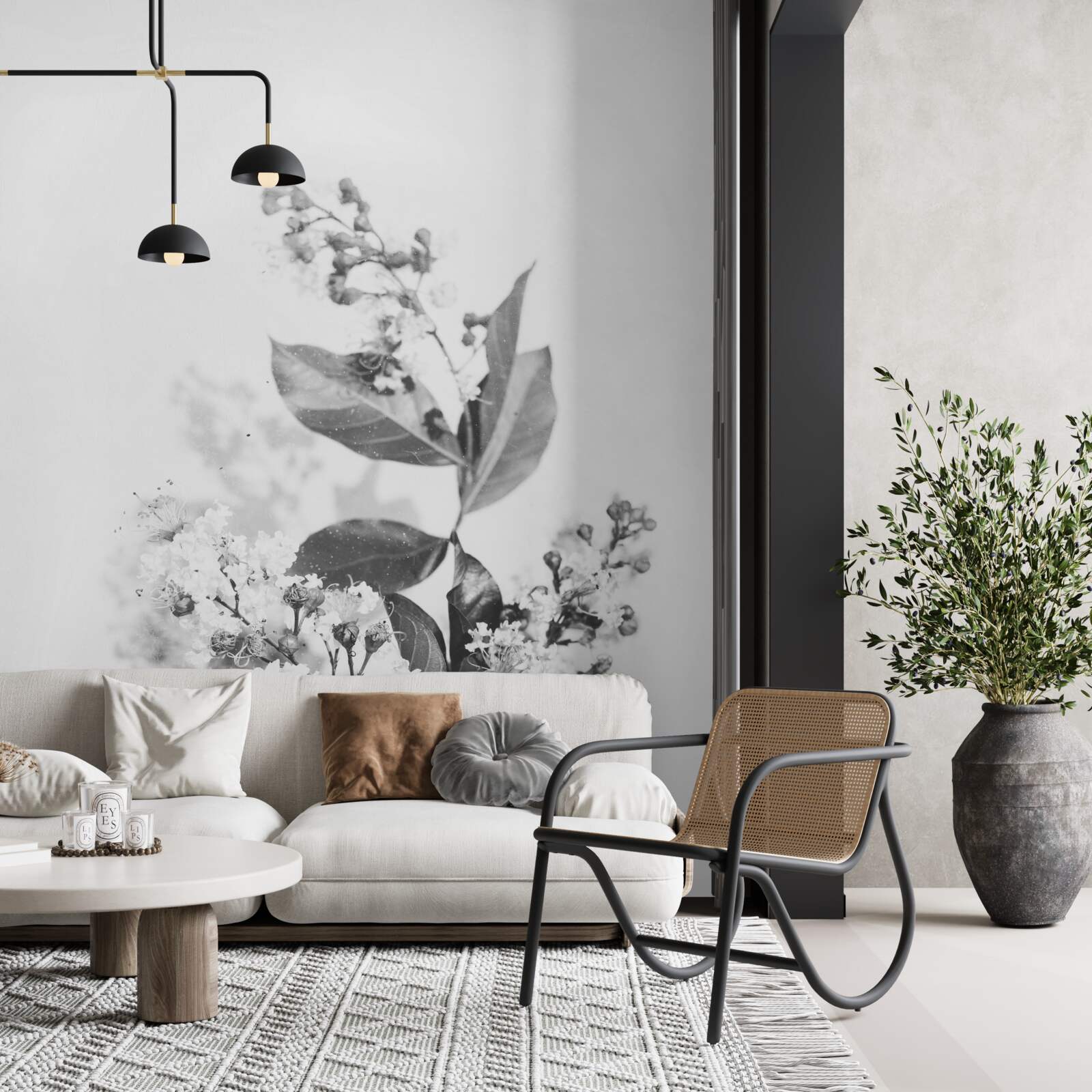 Fotobehang een tak met bloemknoppen van smaragdgroene schoonheid