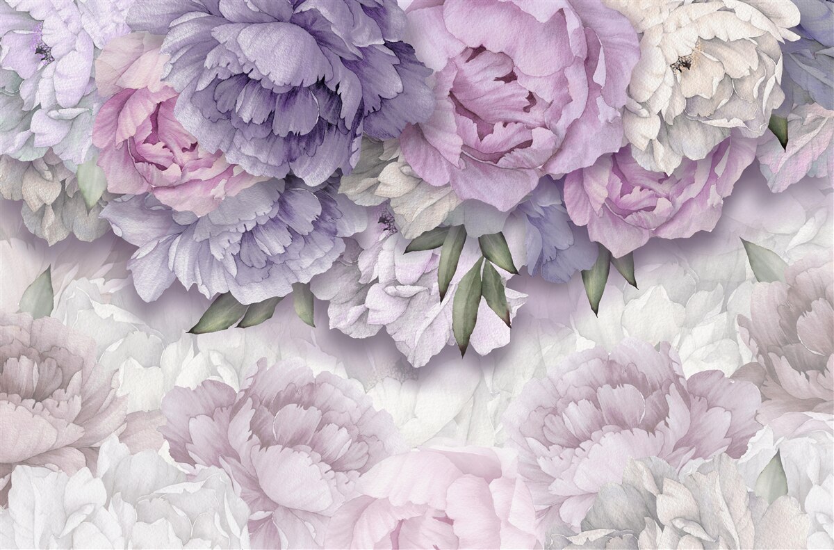 Fotobehang bloemen met een delicate lila tint