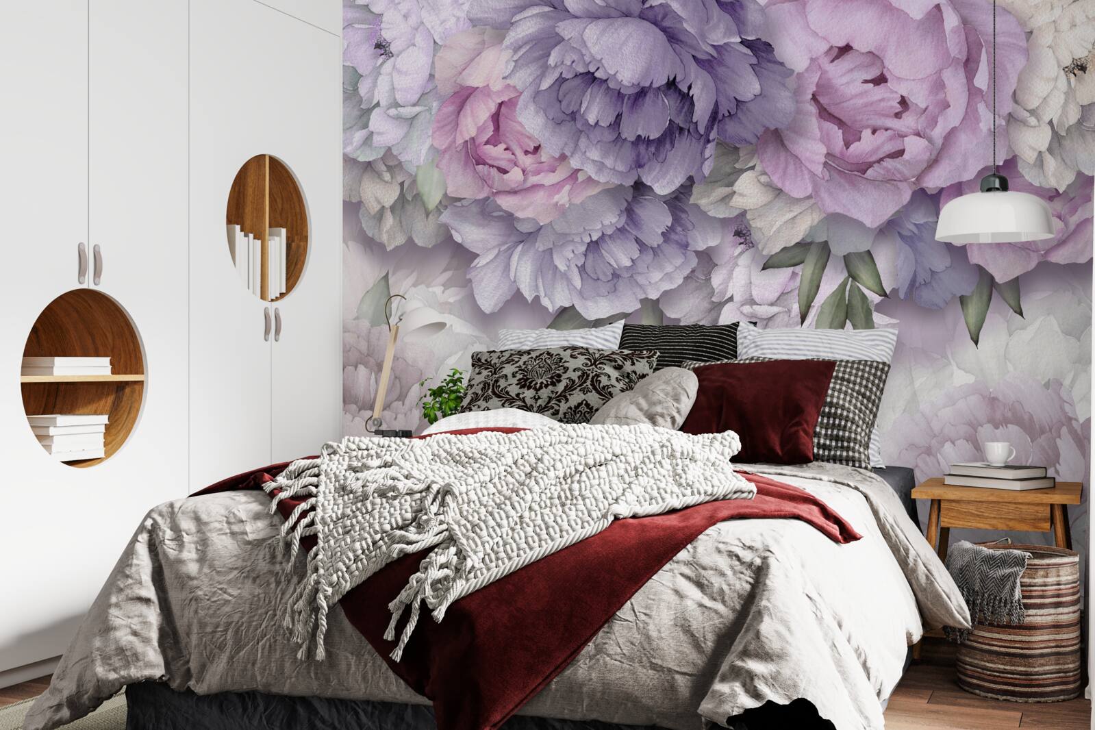 Fotobehang bloemen met een delicate lila tint