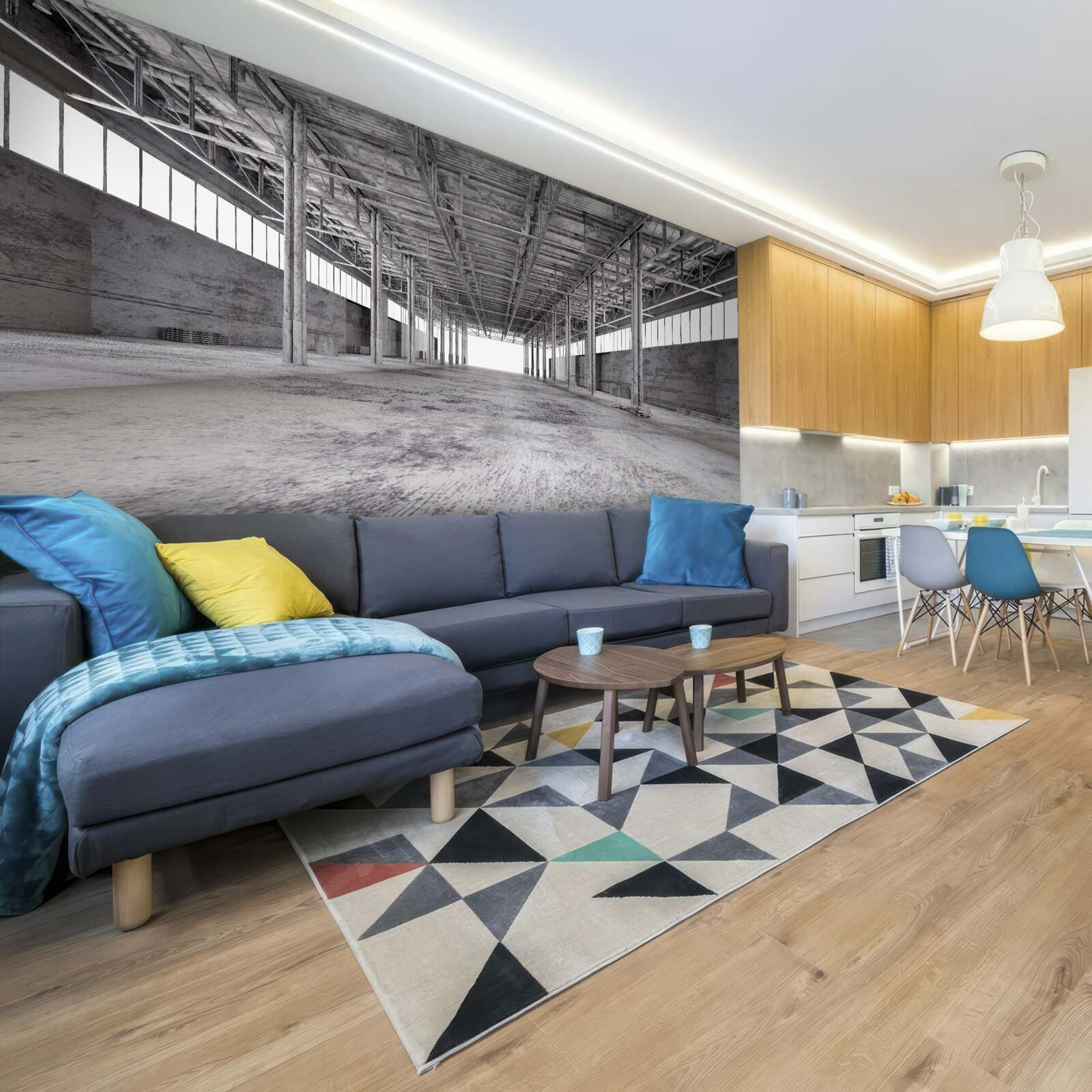 Fotobehang zwart-wit studio is leeg