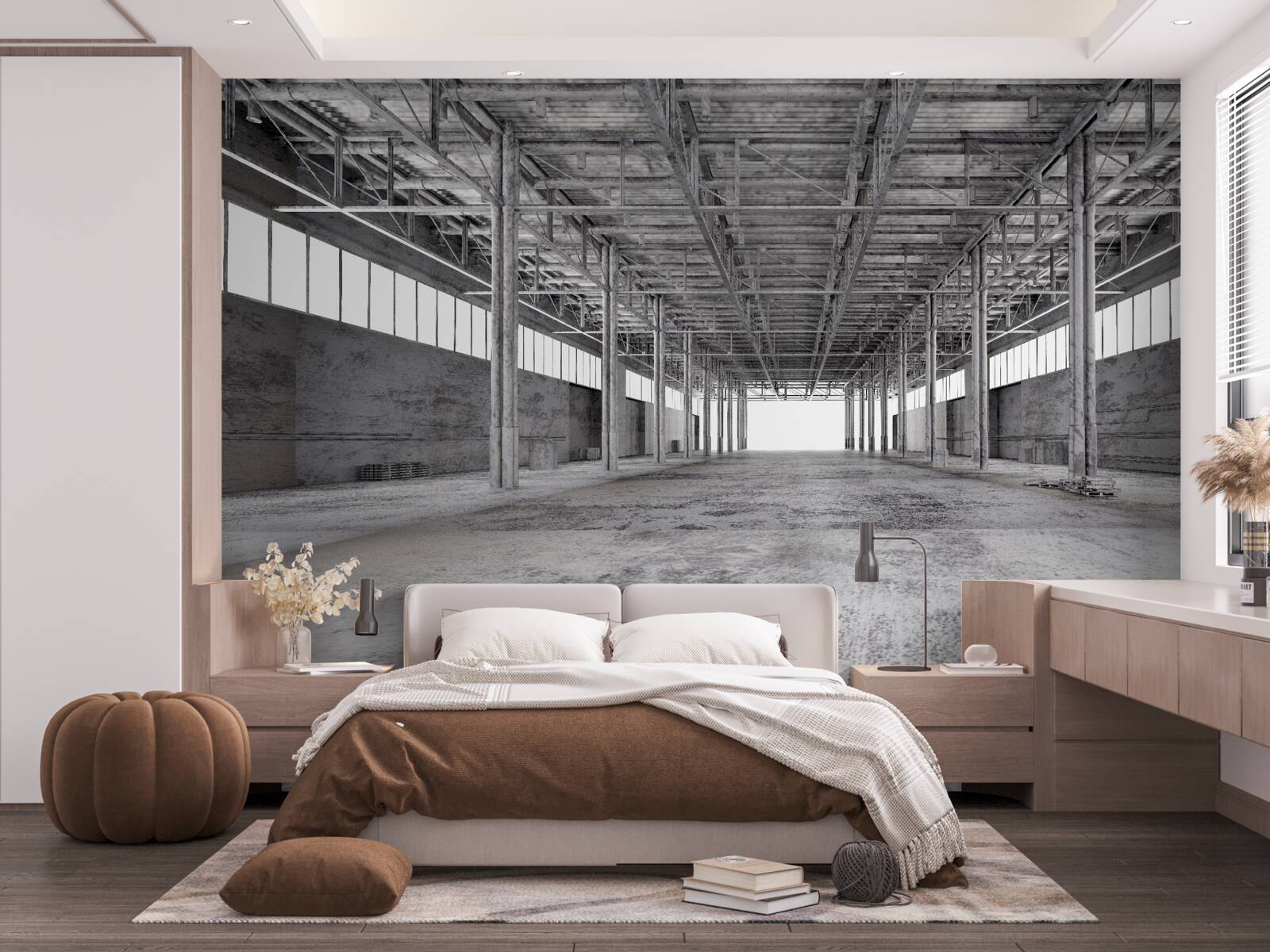 Fotobehang zwart-wit studio is leeg