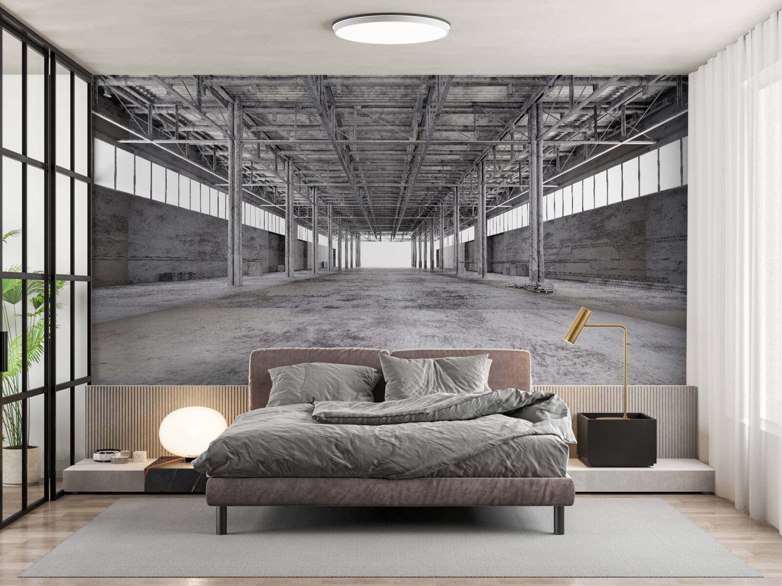 Fotobehang zwart-wit studio is leeg