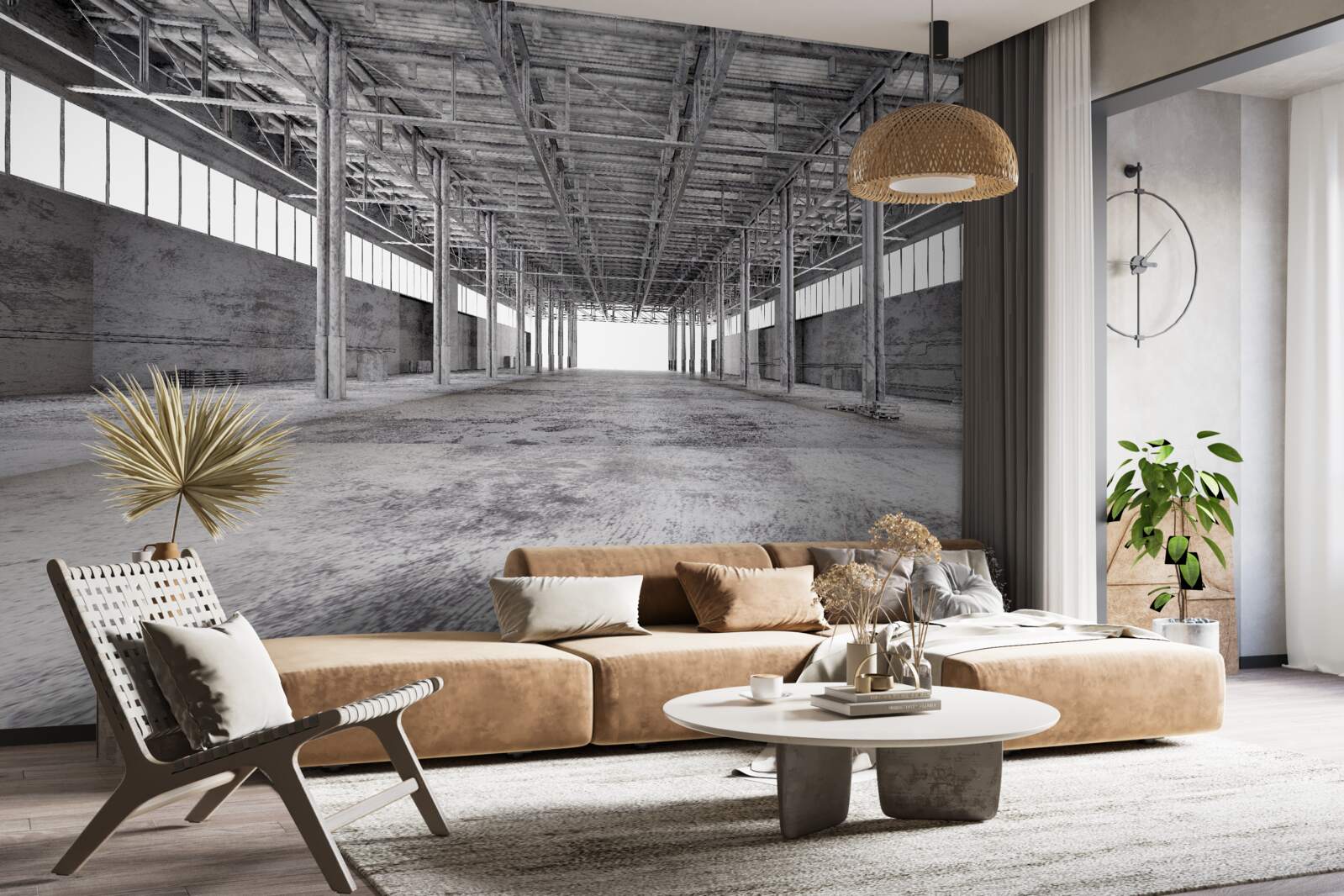 Fotobehang zwart-wit studio is leeg