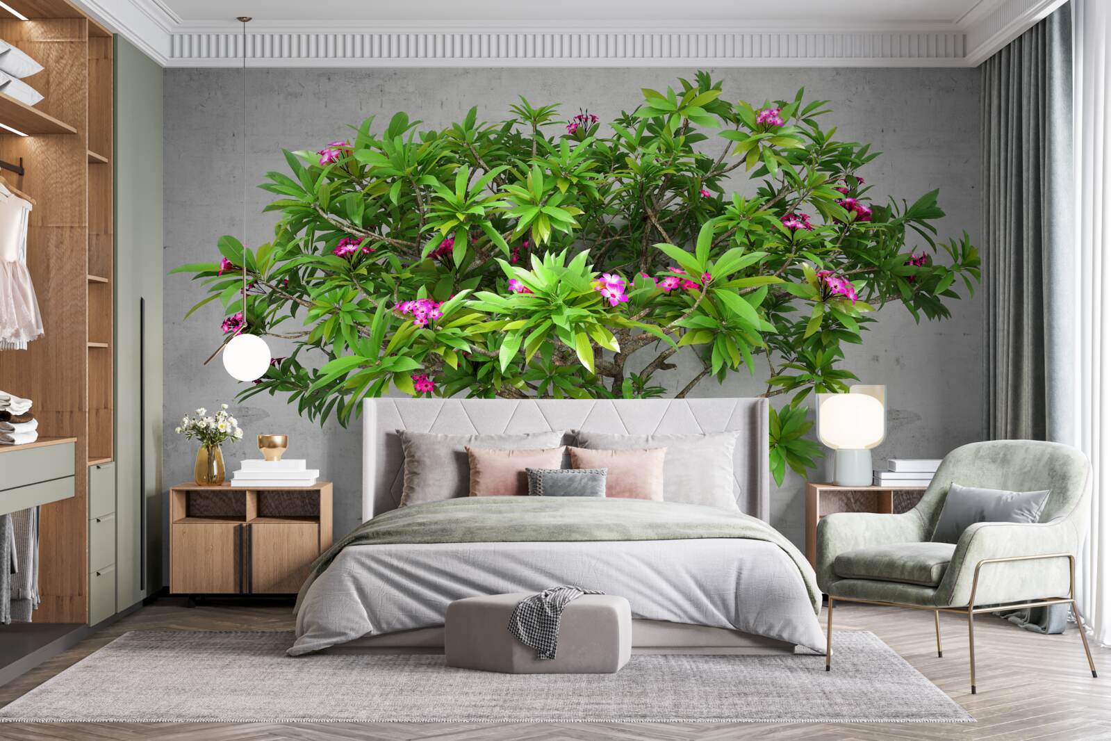 Fotobehang groene flits op een loofboom