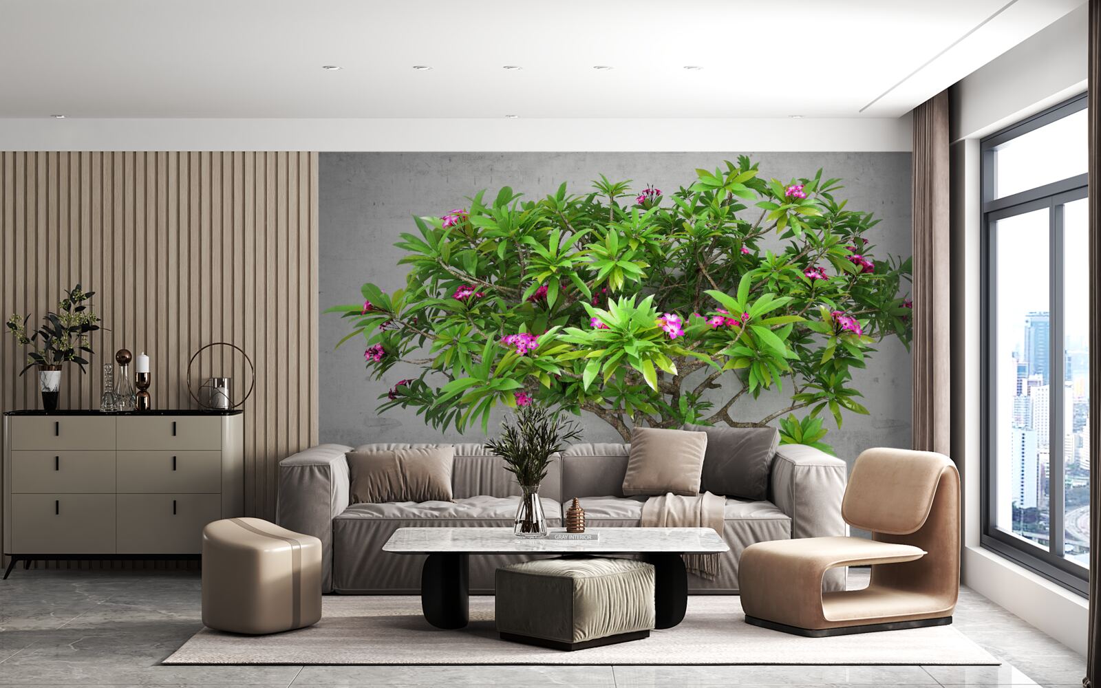 Fotobehang groene flits op een loofboom