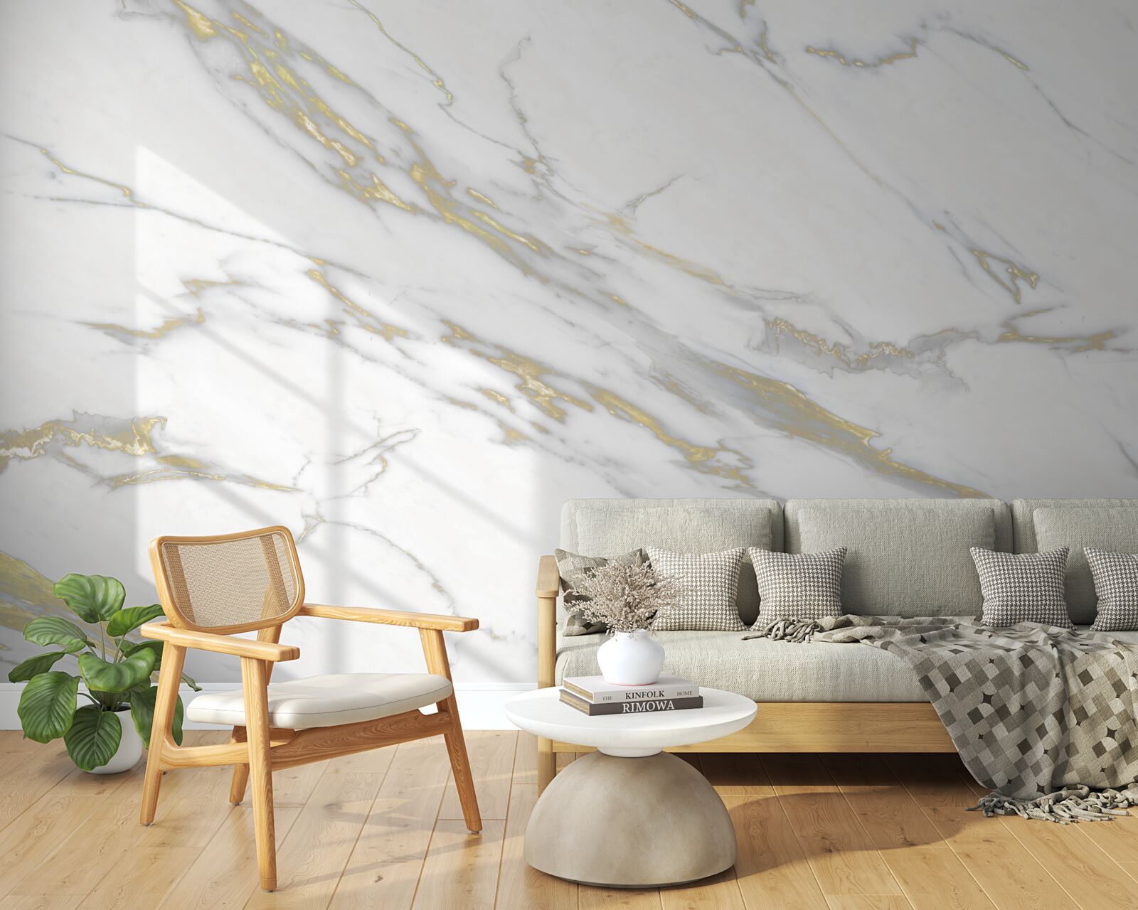 Fotobehang doorlopende inkeping op licht marmer