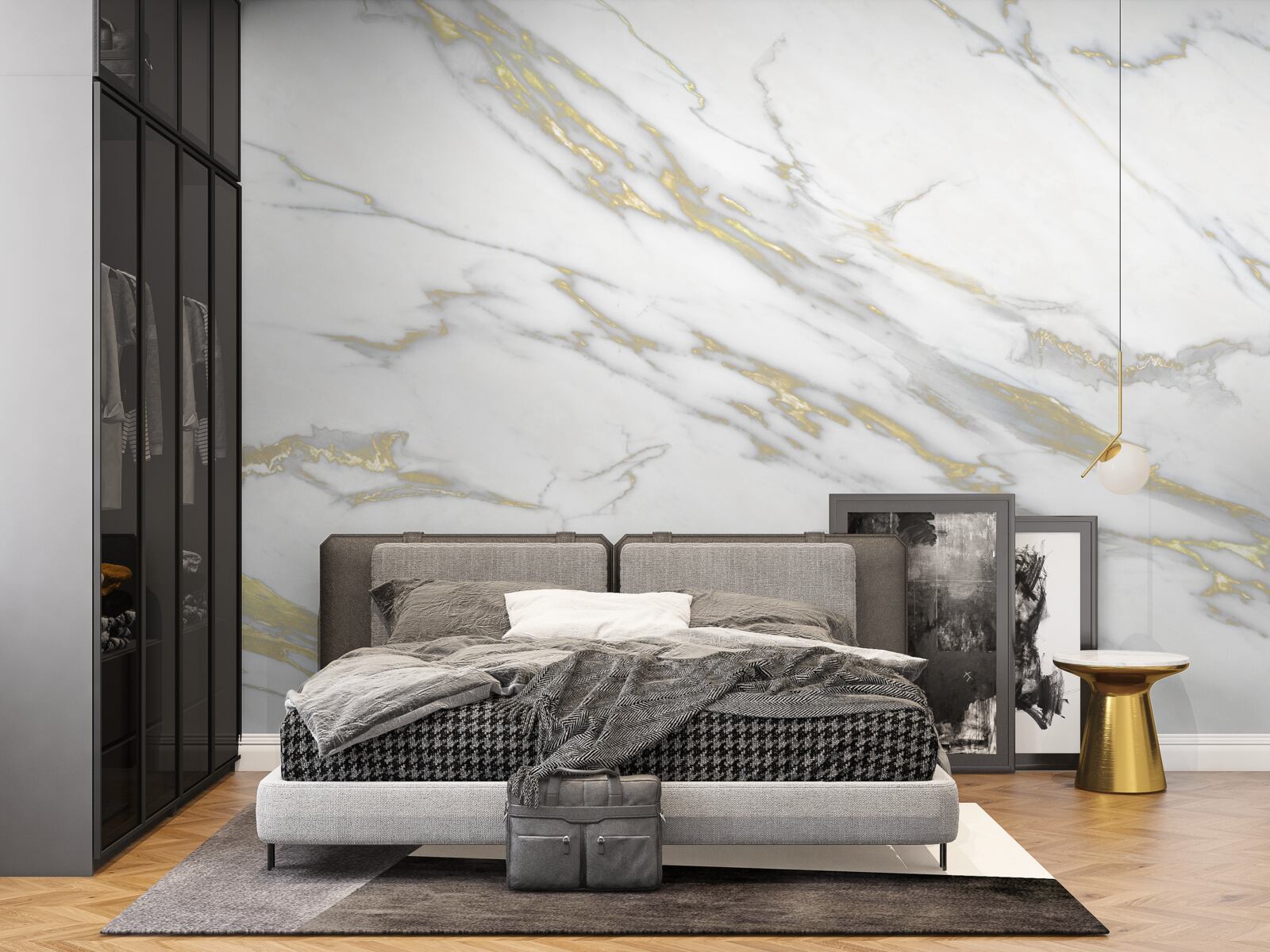 Fotobehang doorlopende inkeping op licht marmer