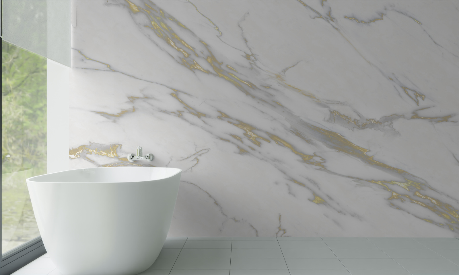 Fotobehang doorlopende inkeping op licht marmer