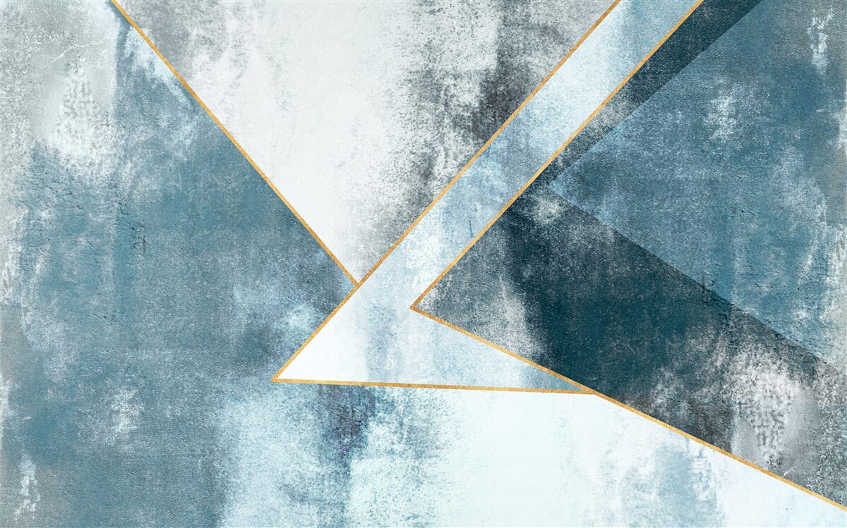 Fotobehang blauw marmer met gouden randen