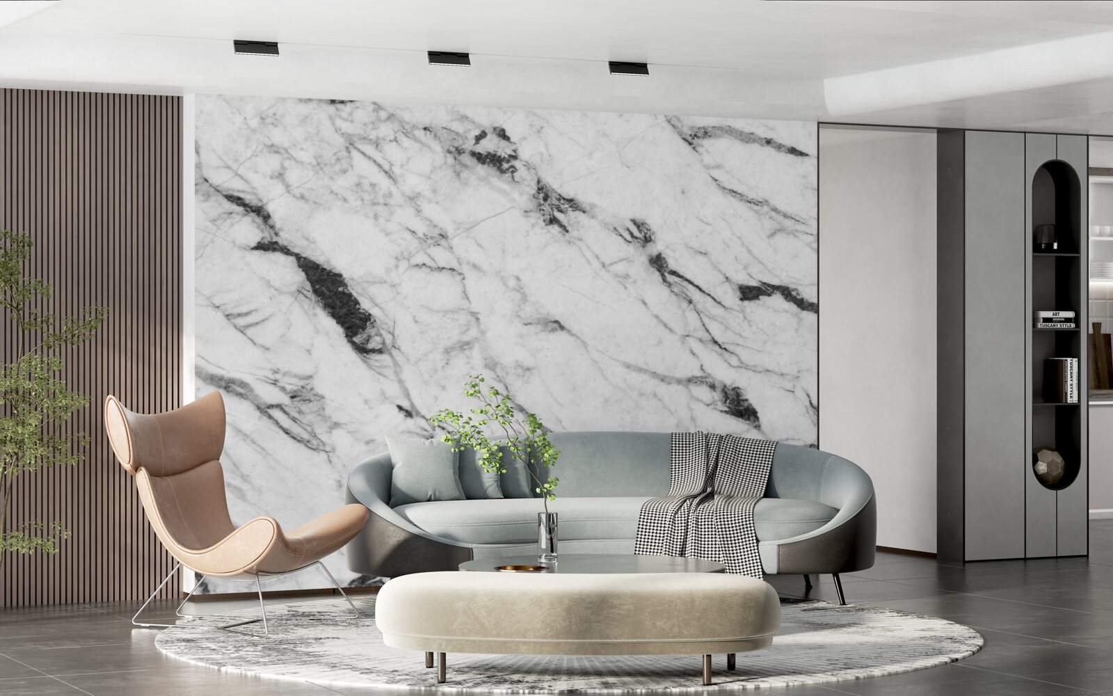 Fotobehang combinatie van witte en blauwe rook