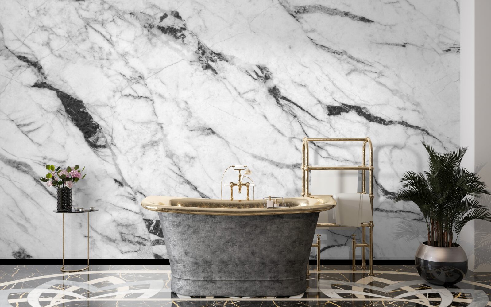 Fotobehang combinatie van witte en blauwe rook