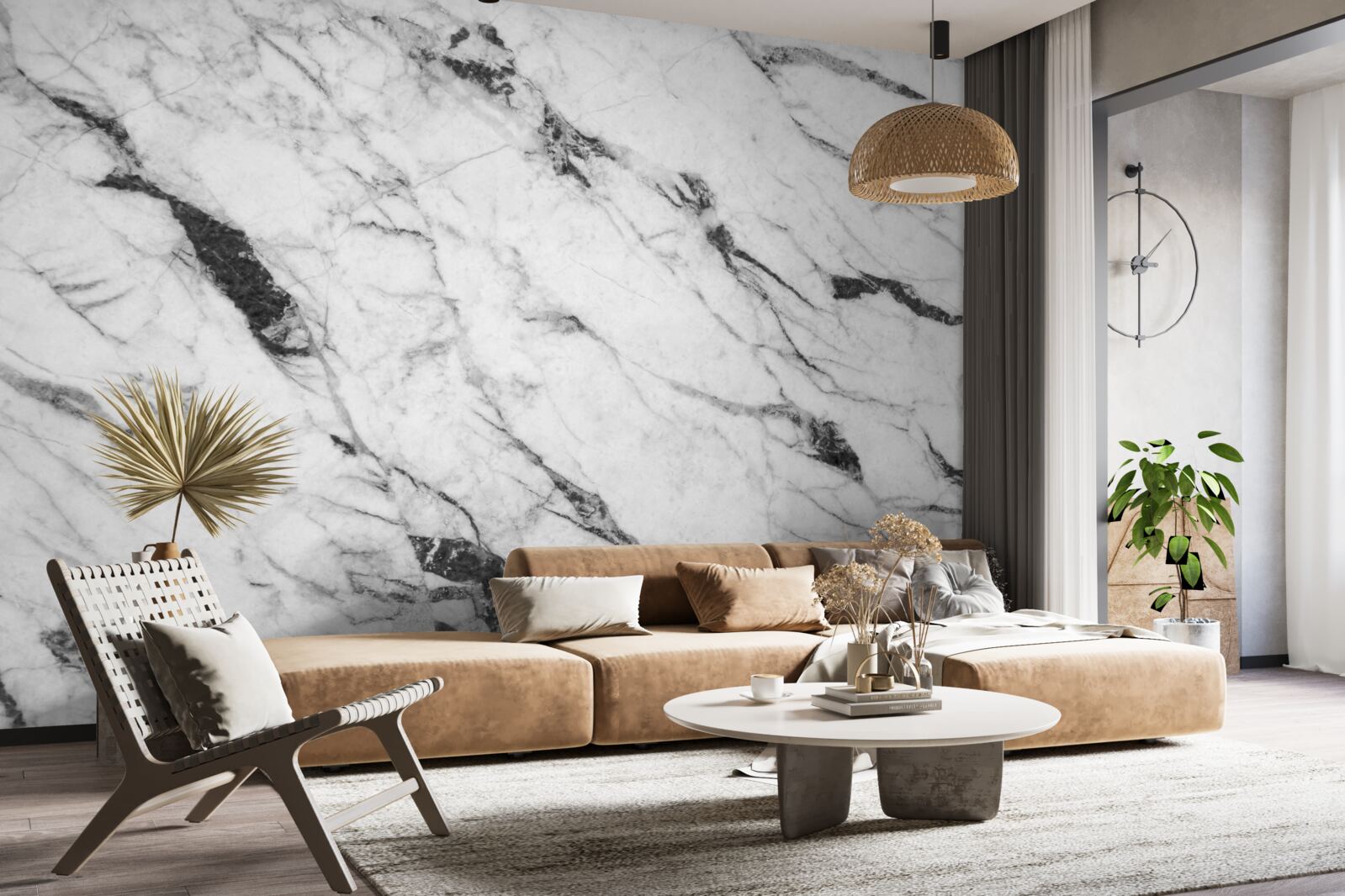 Fotobehang combinatie van witte en blauwe rook