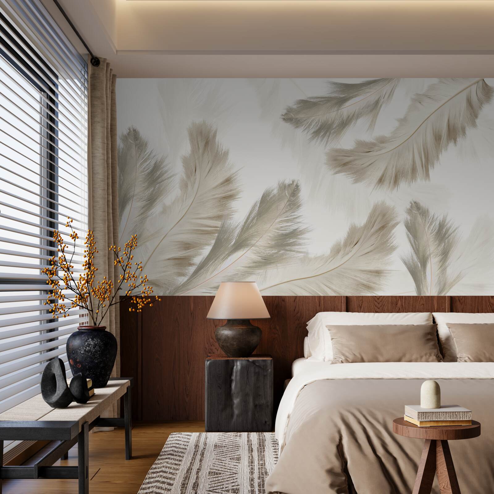 Fotobehang pluizige veren zweven in de lucht