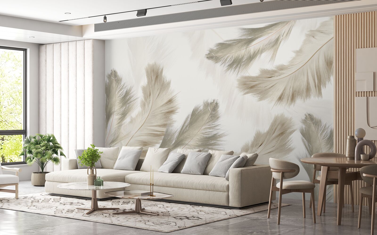 Fotobehang pluizige veren zweven in de lucht