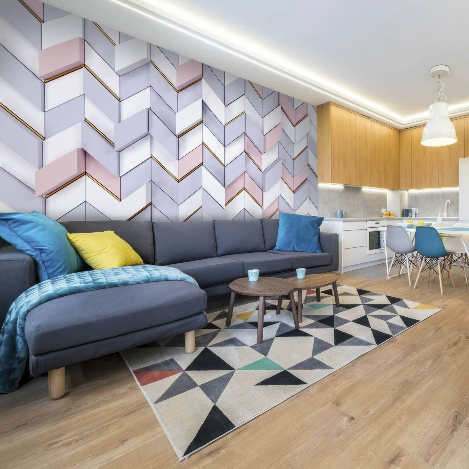 Fotobehang zigzag weerspiegeld als in een spiegel