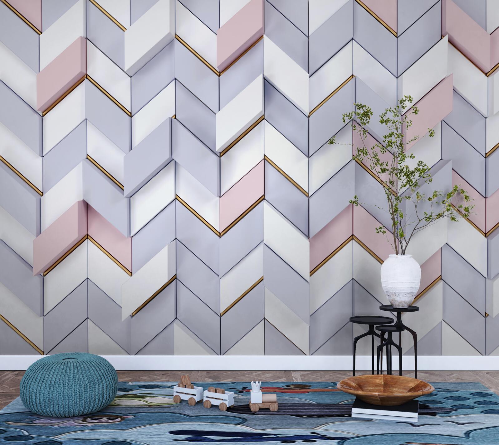 Fotobehang zigzag weerspiegeld als in een spiegel