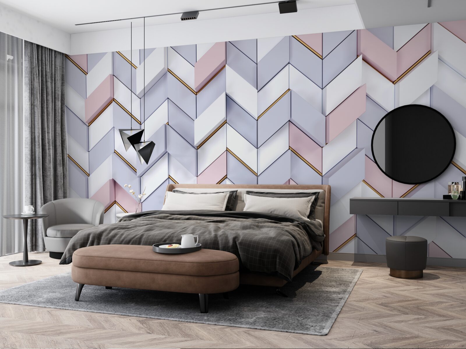 Fotobehang zigzag weerspiegeld als in een spiegel