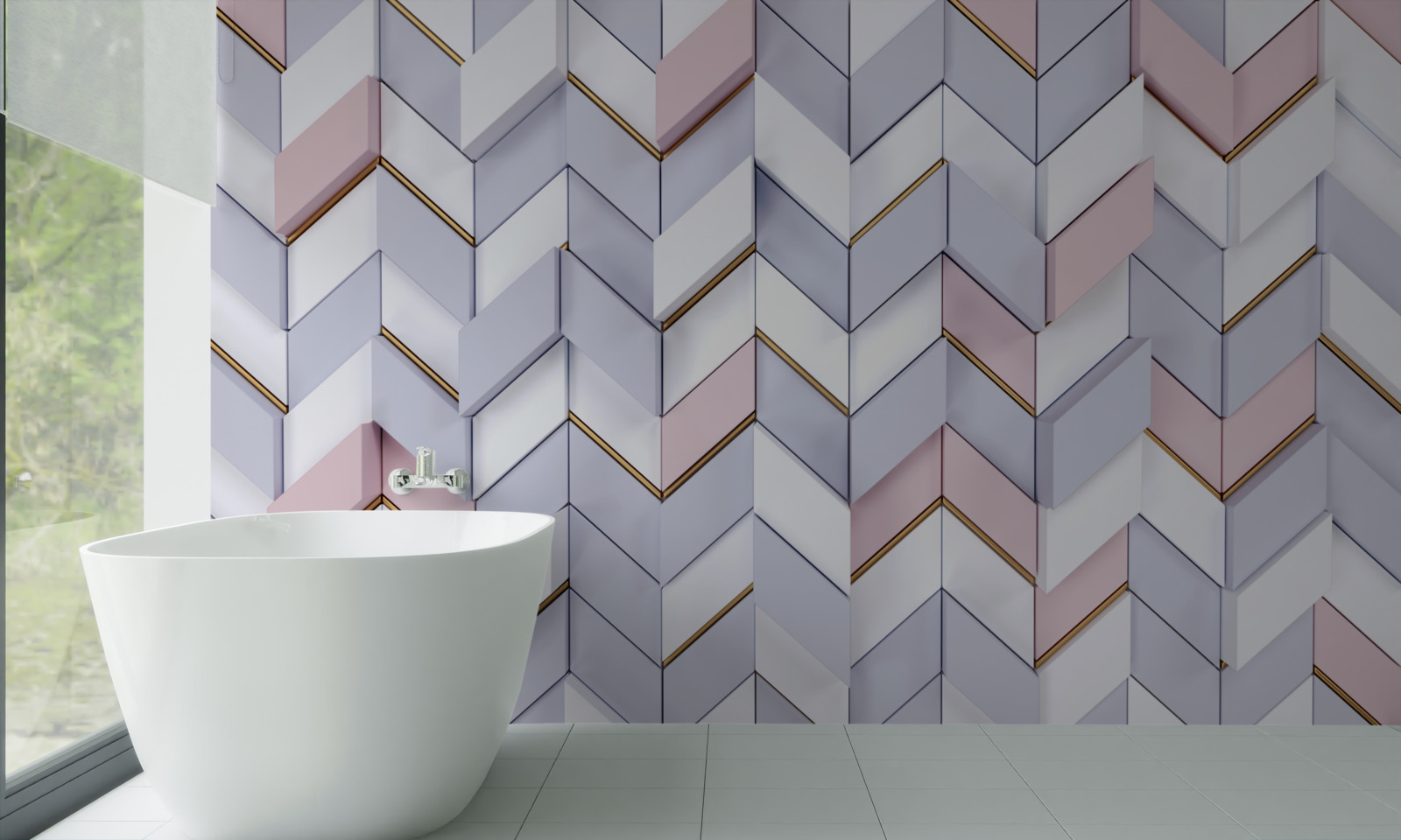 Fotobehang zigzag weerspiegeld als in een spiegel