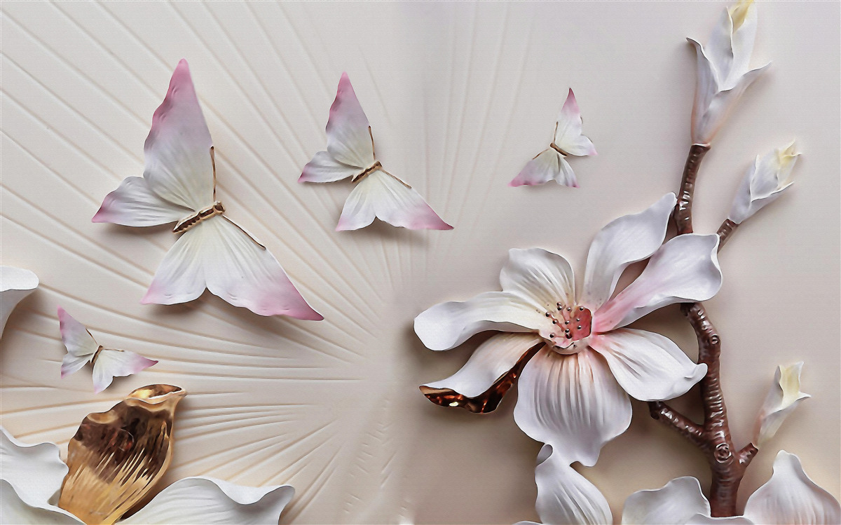 Fotobehang Motten over heldere knoppen