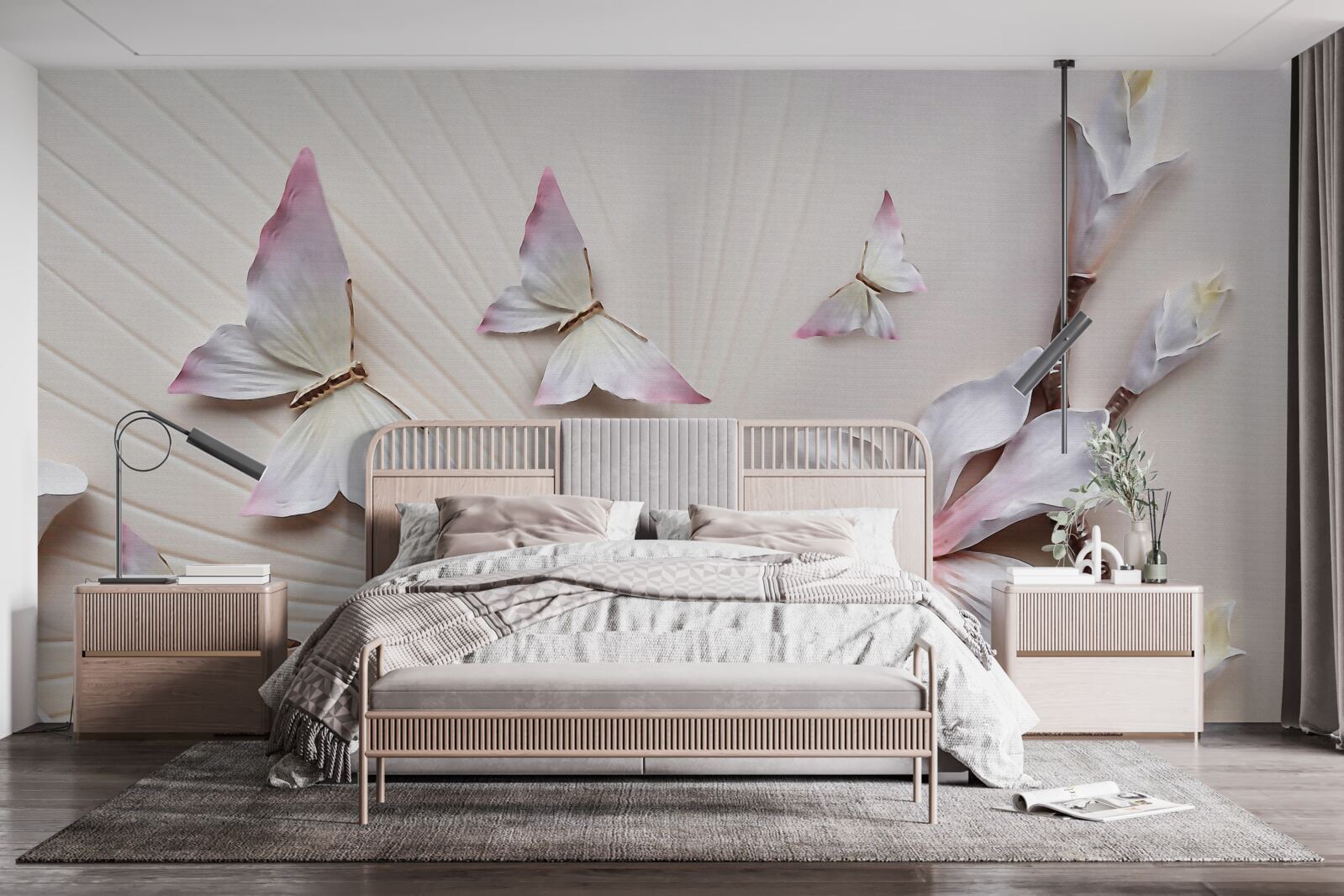 Fotobehang Motten over heldere knoppen