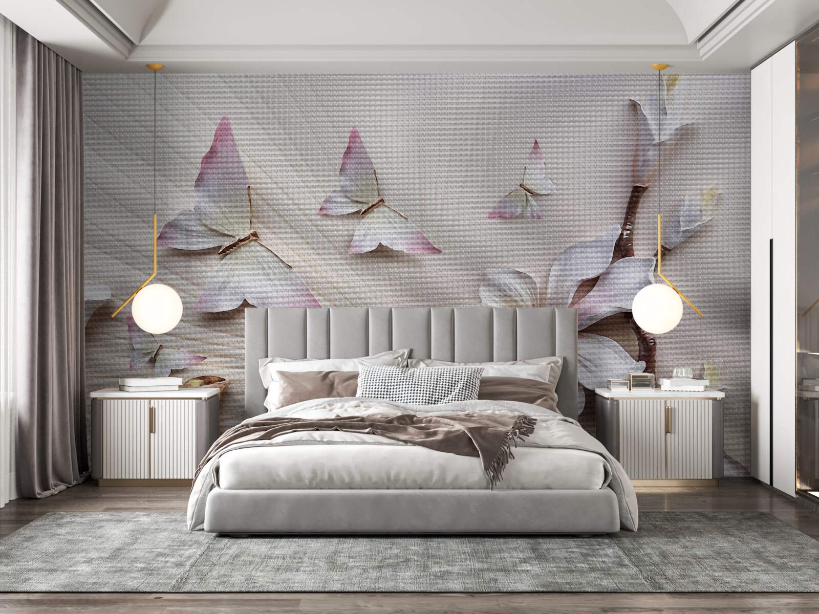 Fotobehang Motten over heldere knoppen