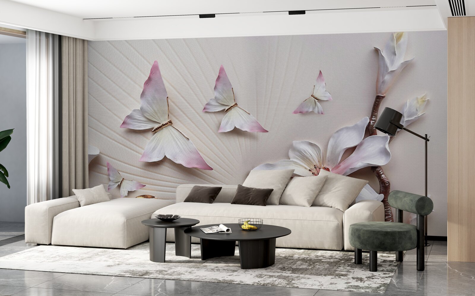 Fotobehang Motten over heldere knoppen