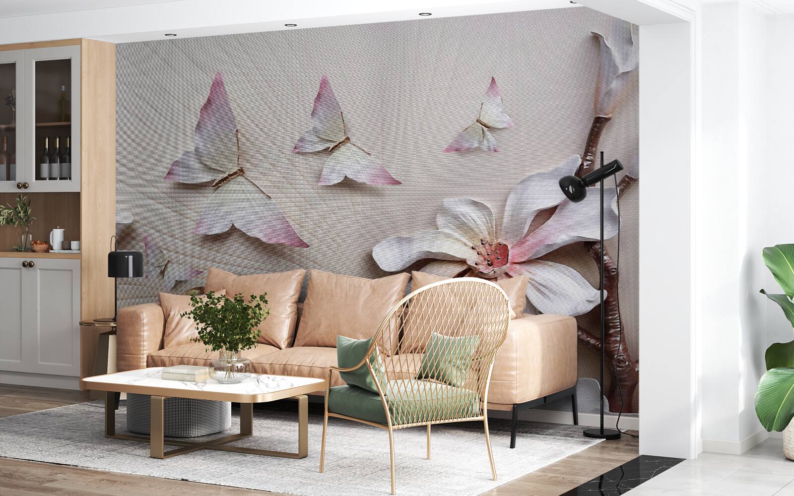 Fotobehang Motten over heldere knoppen