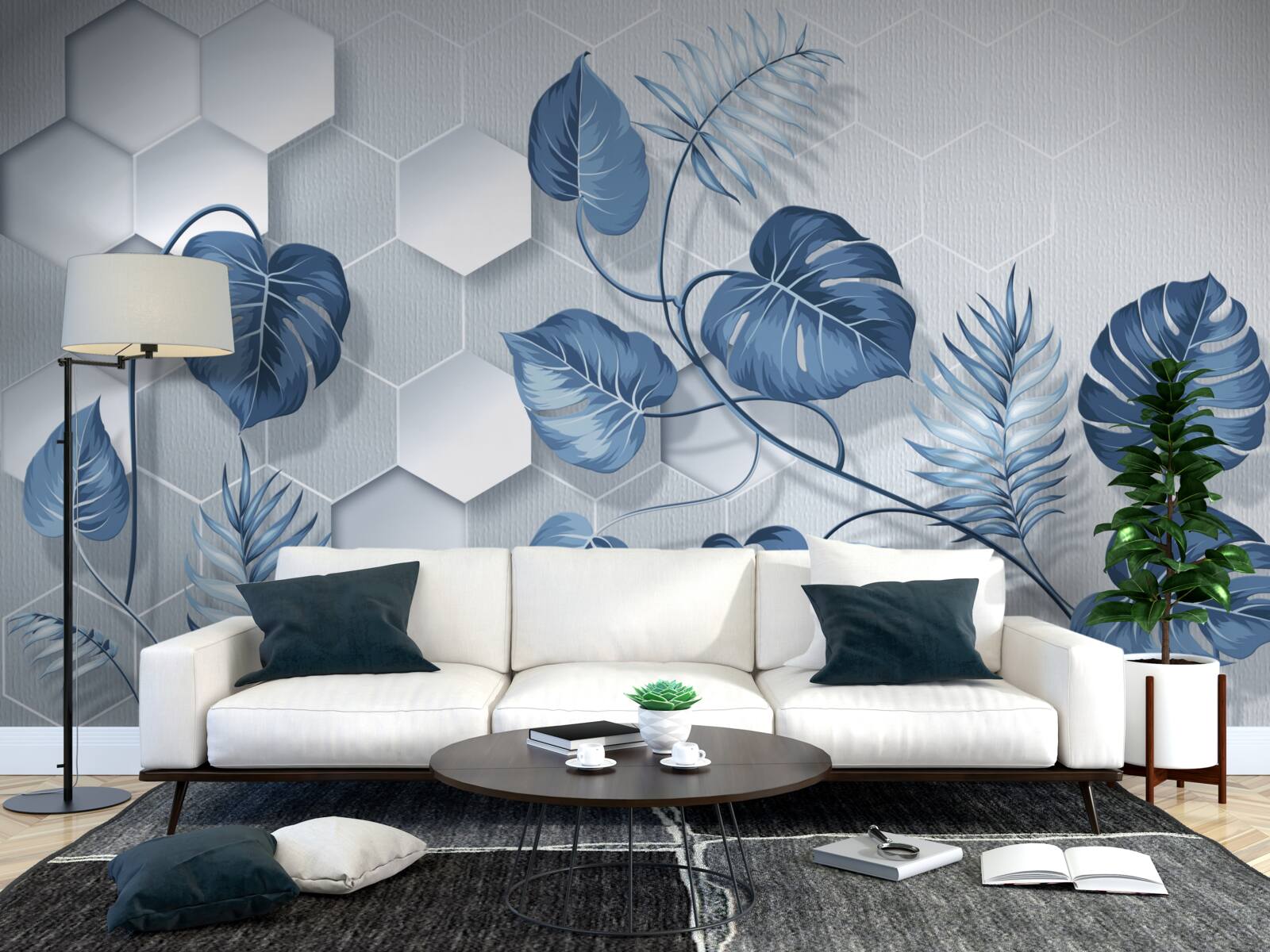 Fotobehang monstera op een niet nader gespecificeerde achtergrond