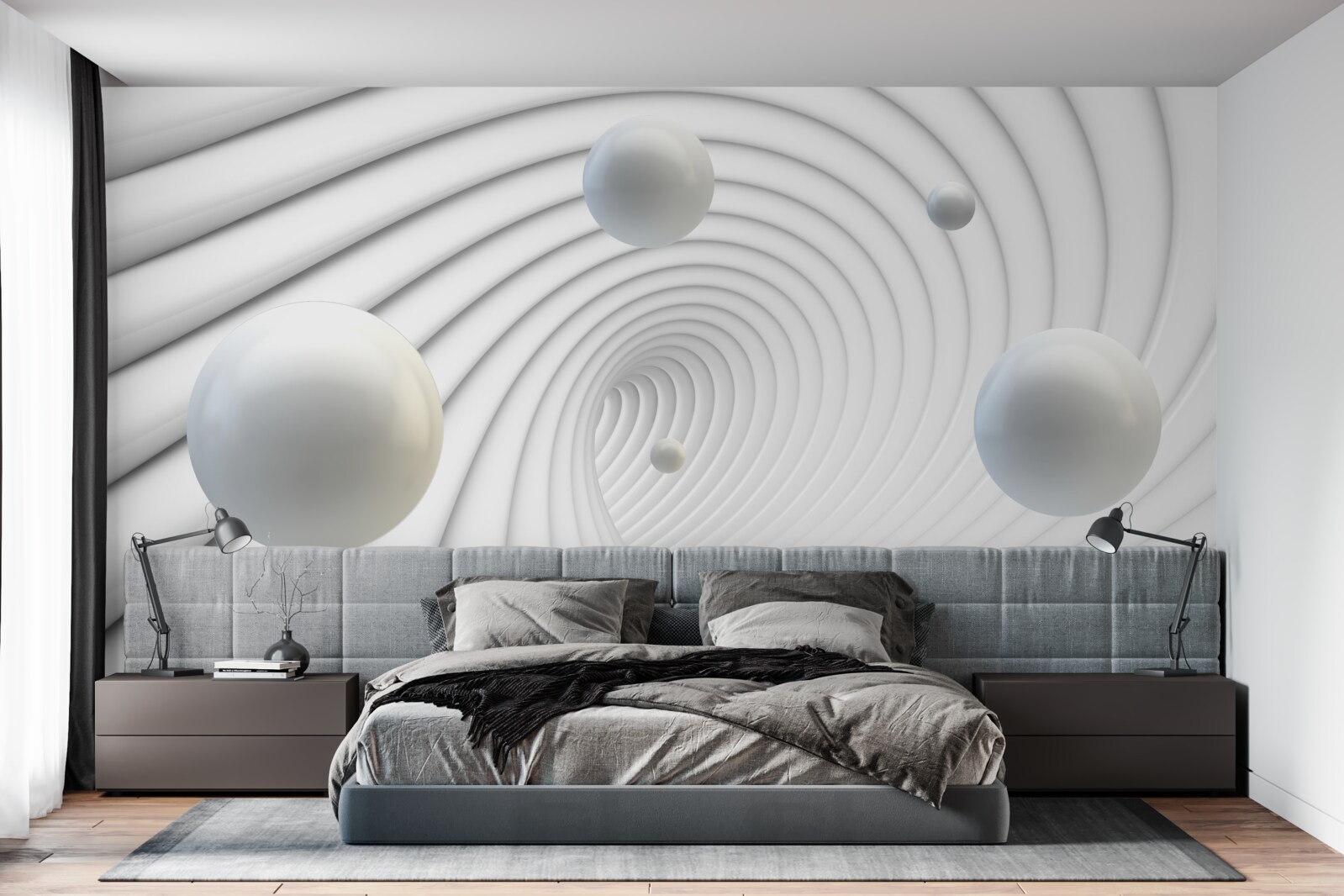 Fotobehang witte ballen zweven soepel in de lucht