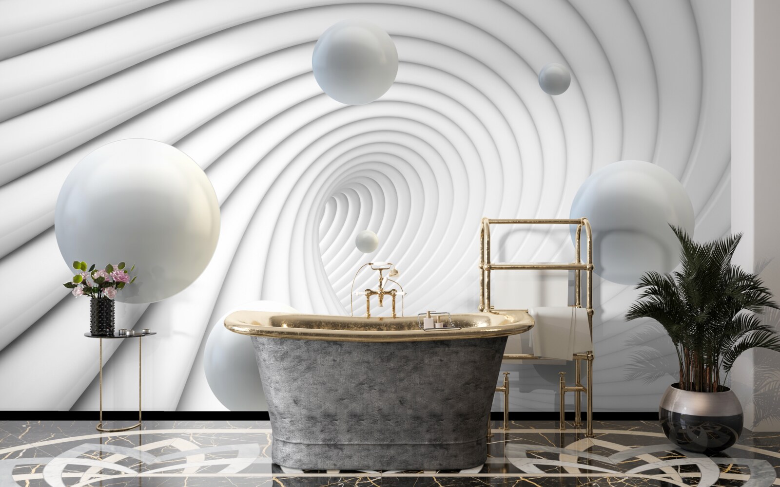 Fotobehang witte ballen zweven soepel in de lucht