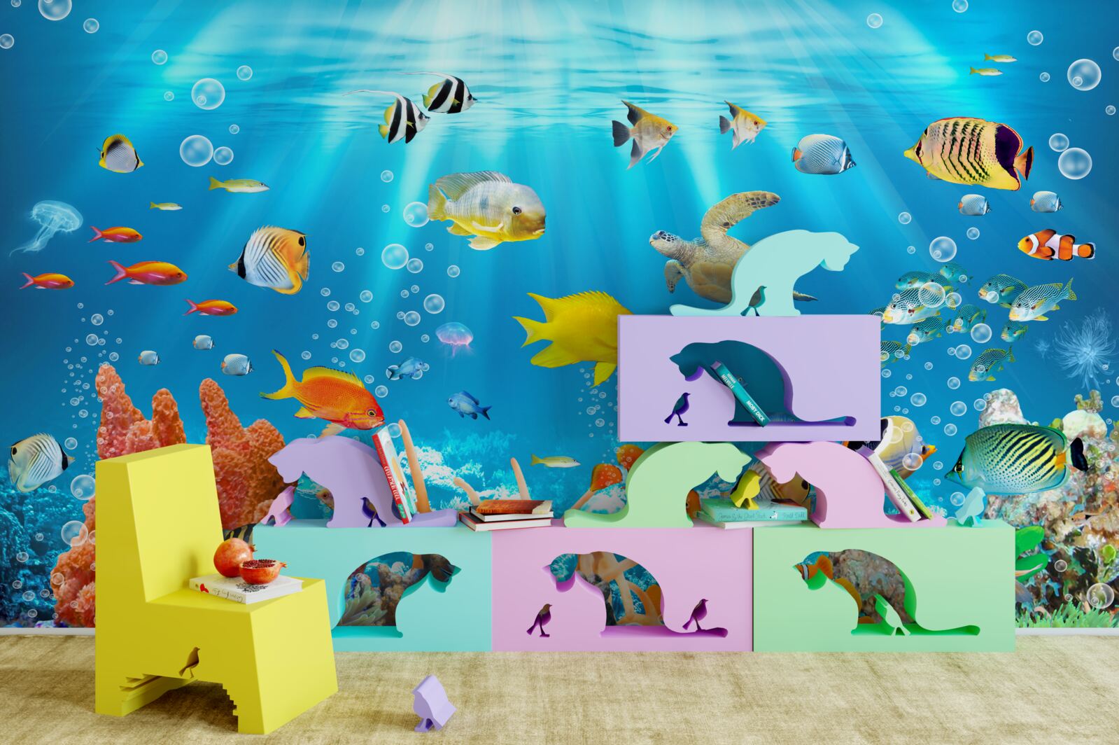 Fotobehang de levendige wereld van de onderwaterwereld