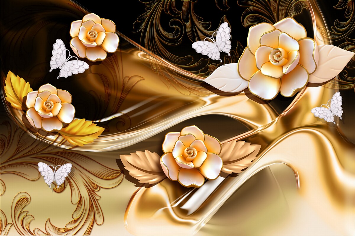 Fotobehang magnolia's met crèmekleurige bloemen aan tere takken