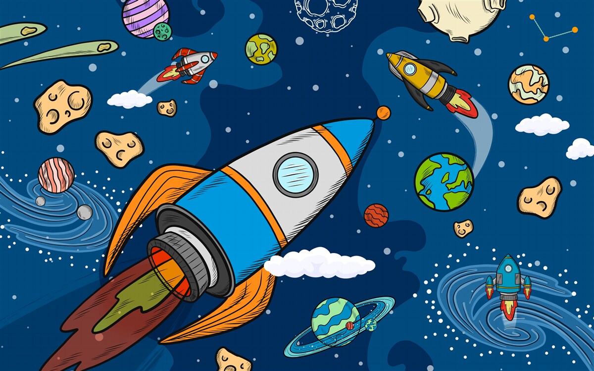 Fotobehang ruimteraketten
