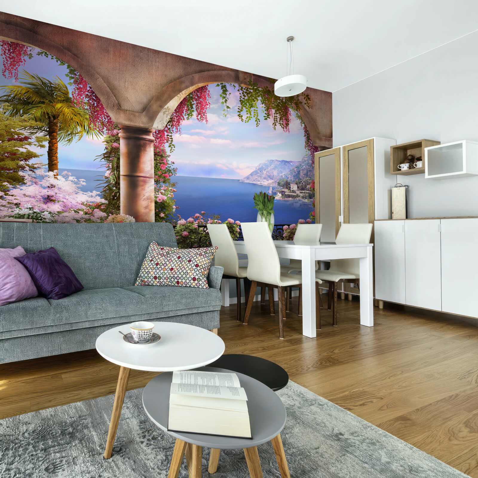 Fotobehang Stenen bogen aan de oevers van de blauwe zee