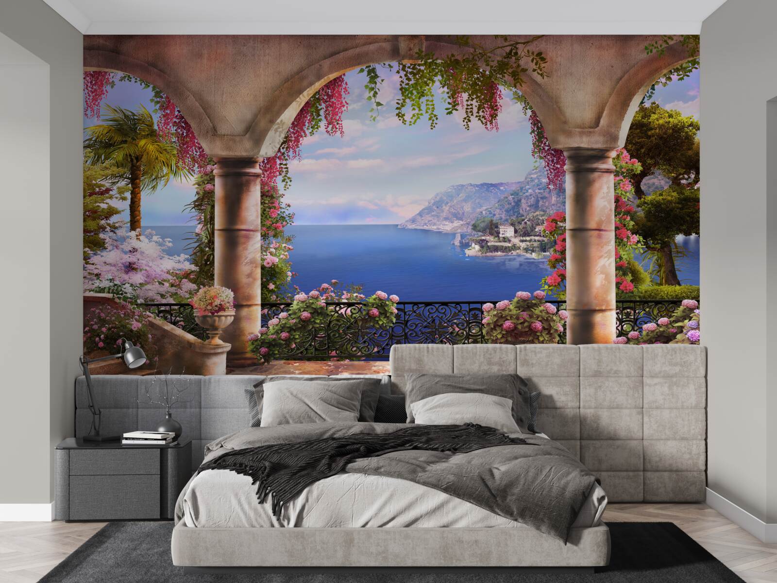 Fotobehang Stenen bogen aan de oevers van de blauwe zee