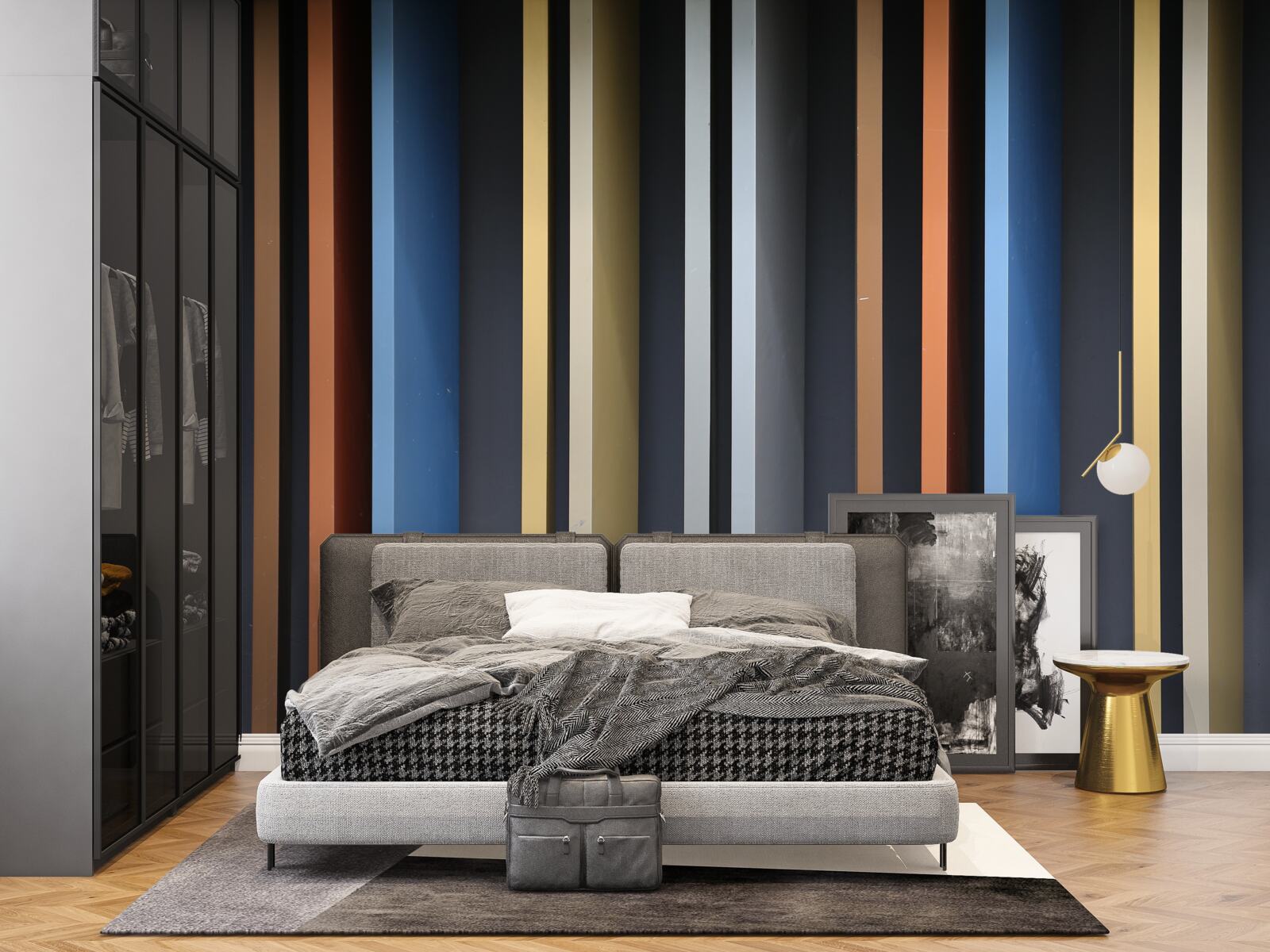 Fotobehang felgekleurde lijnen die verticaal lopen