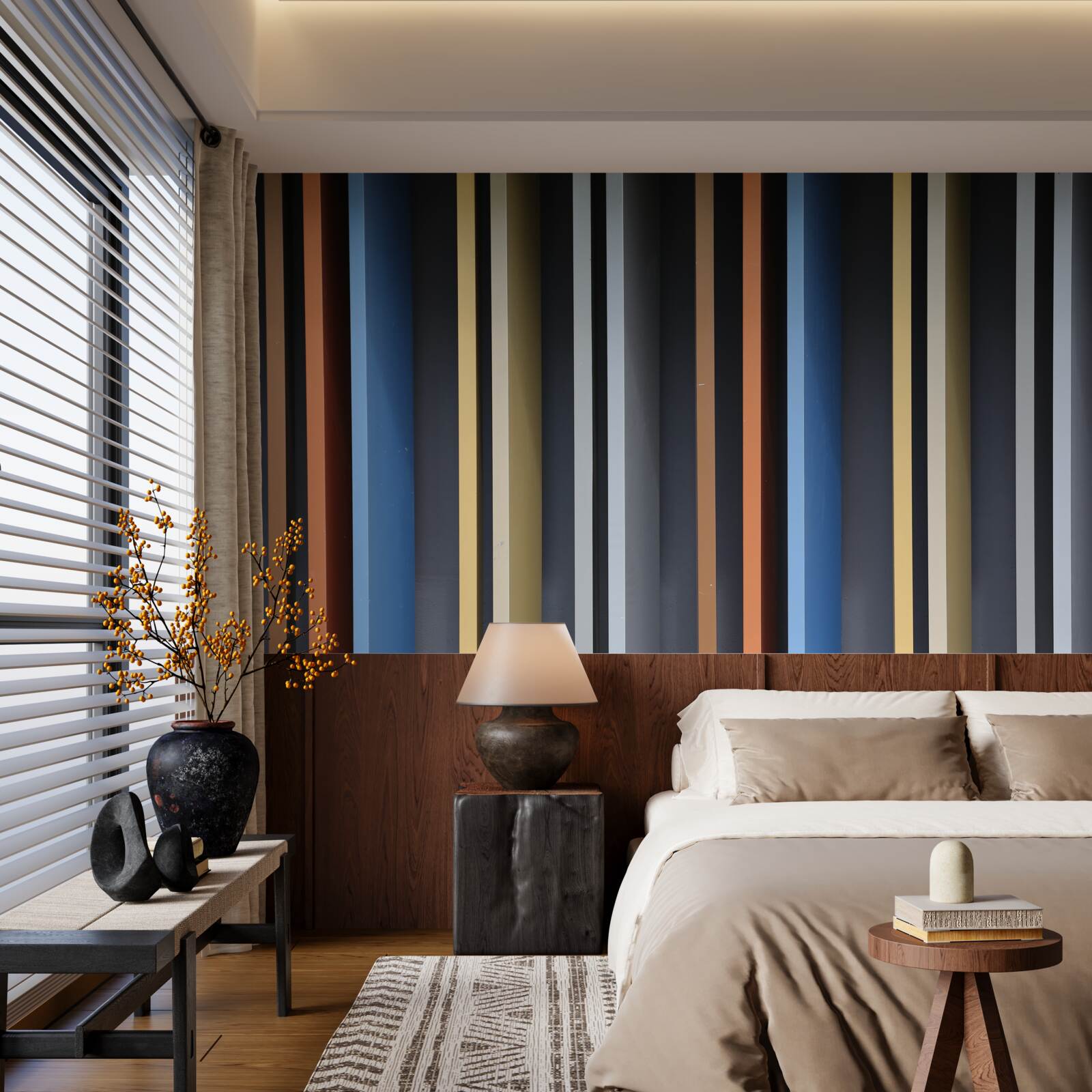 Fotobehang felgekleurde lijnen die verticaal lopen