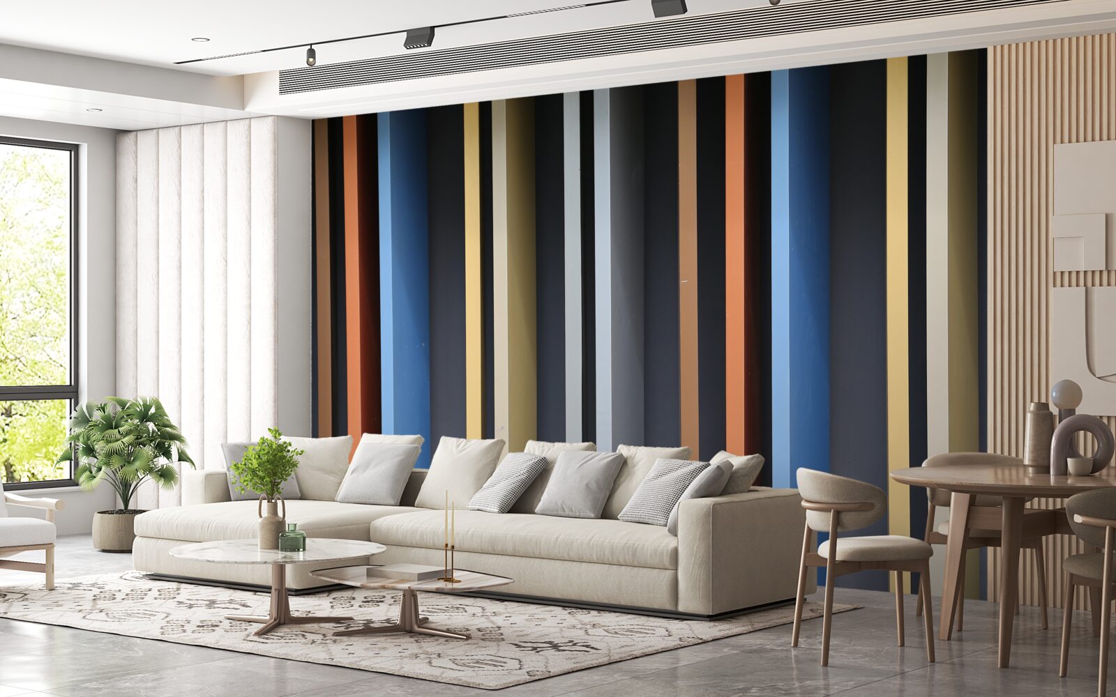 Fotobehang felgekleurde lijnen die verticaal lopen