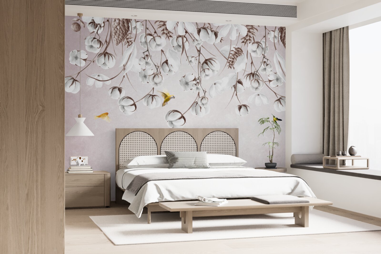 Fotobehang licht katoen op witte achtergrond