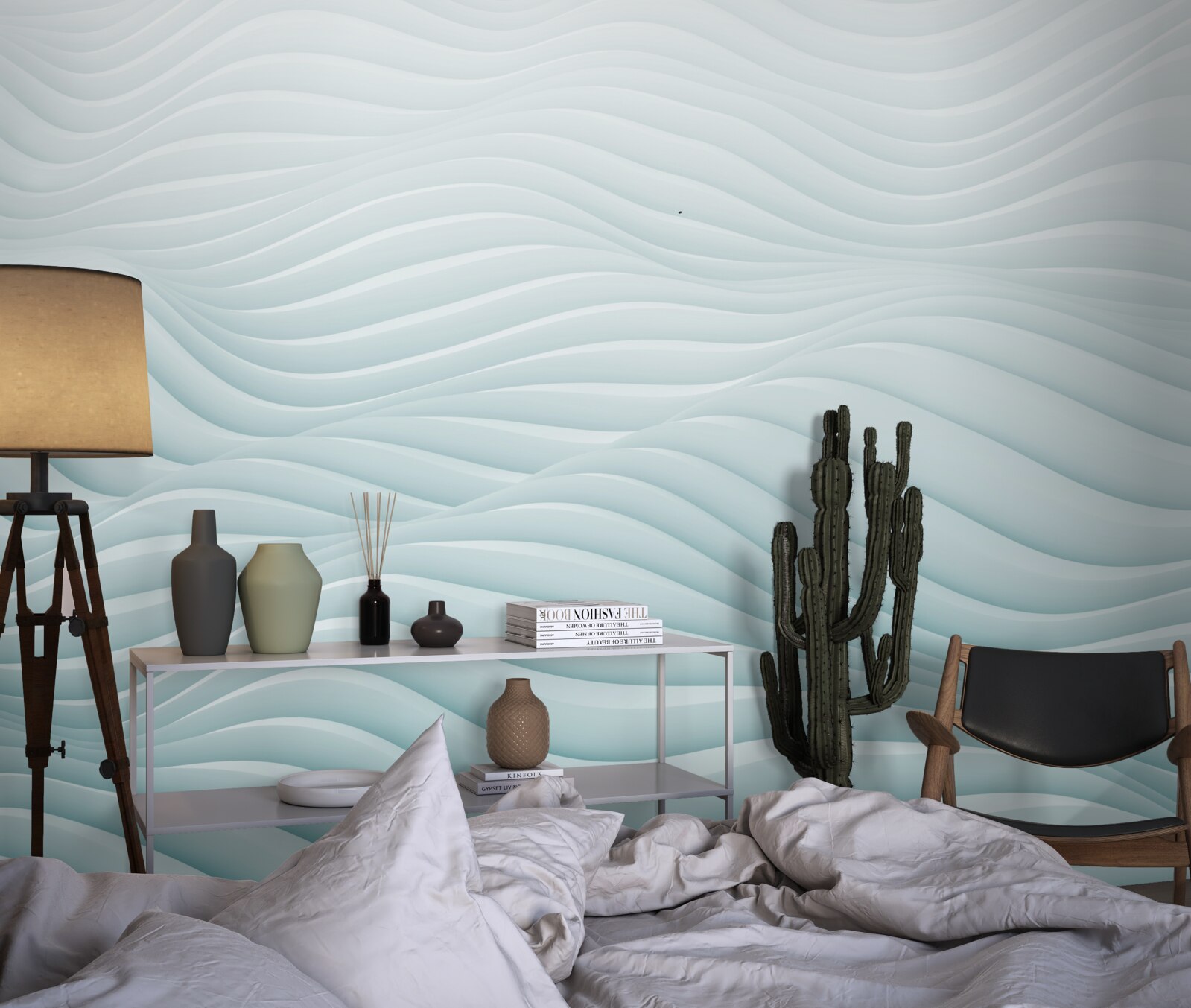 Fotobehang abstractie van gladde zeegolven