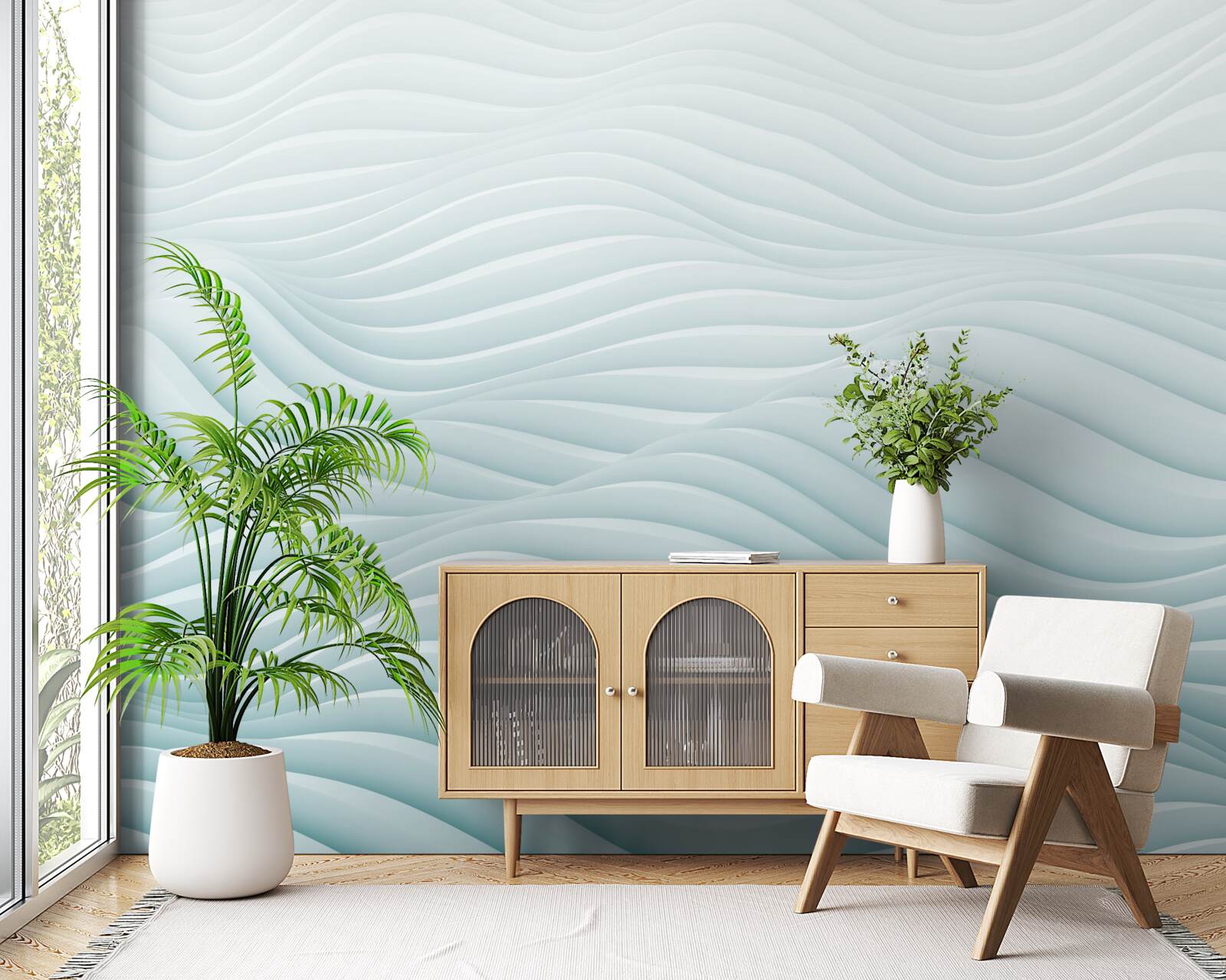 Fotobehang abstractie van gladde zeegolven