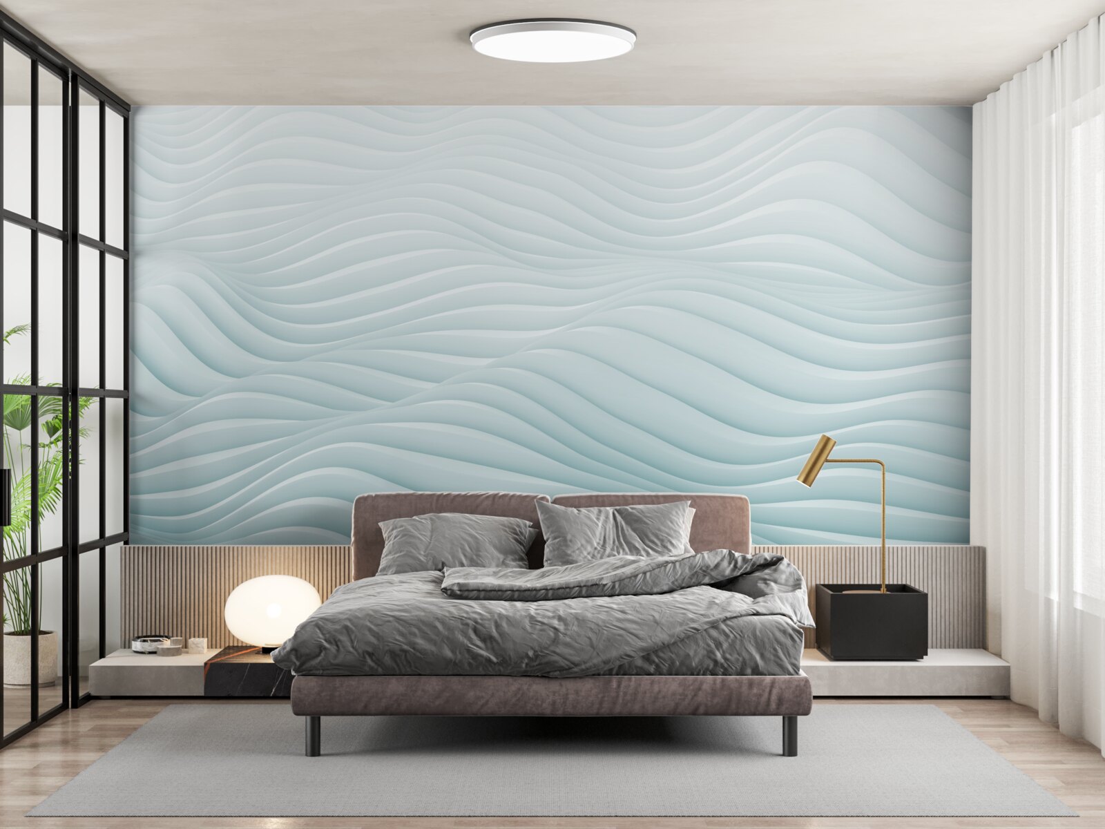 Fotobehang abstractie van gladde zeegolven