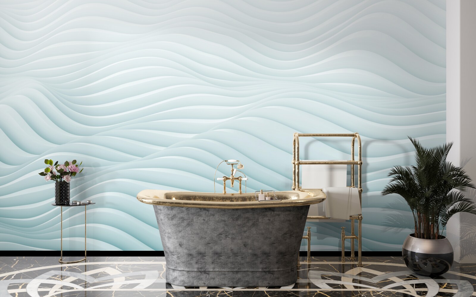 Fotobehang abstractie van gladde zeegolven