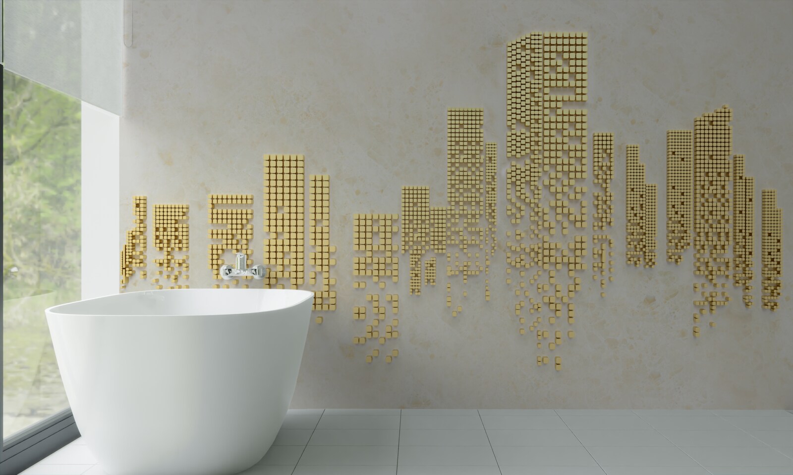 Fotobehang gouden kubus flats