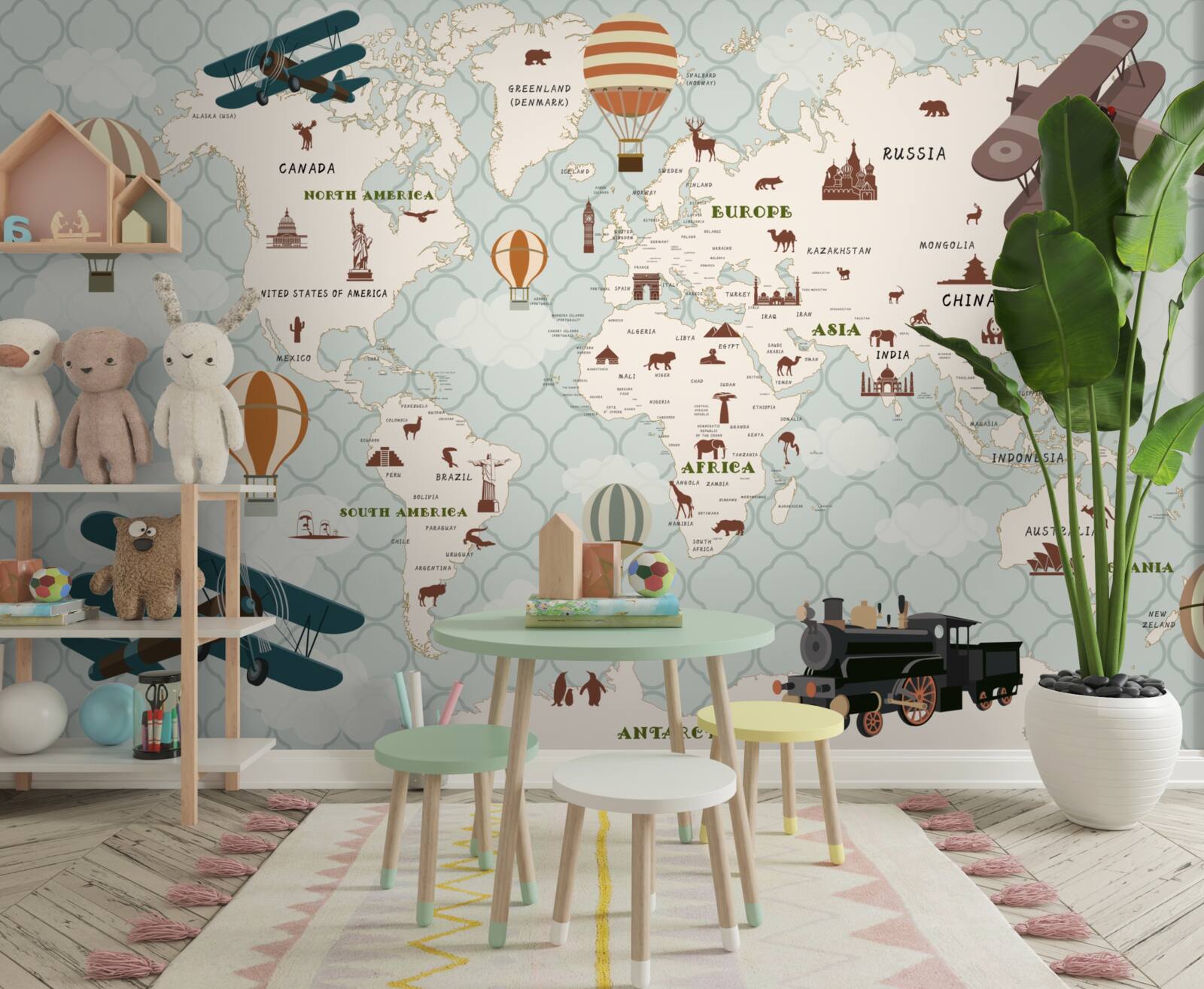 Fotobehang wereldkaart voor kinderen