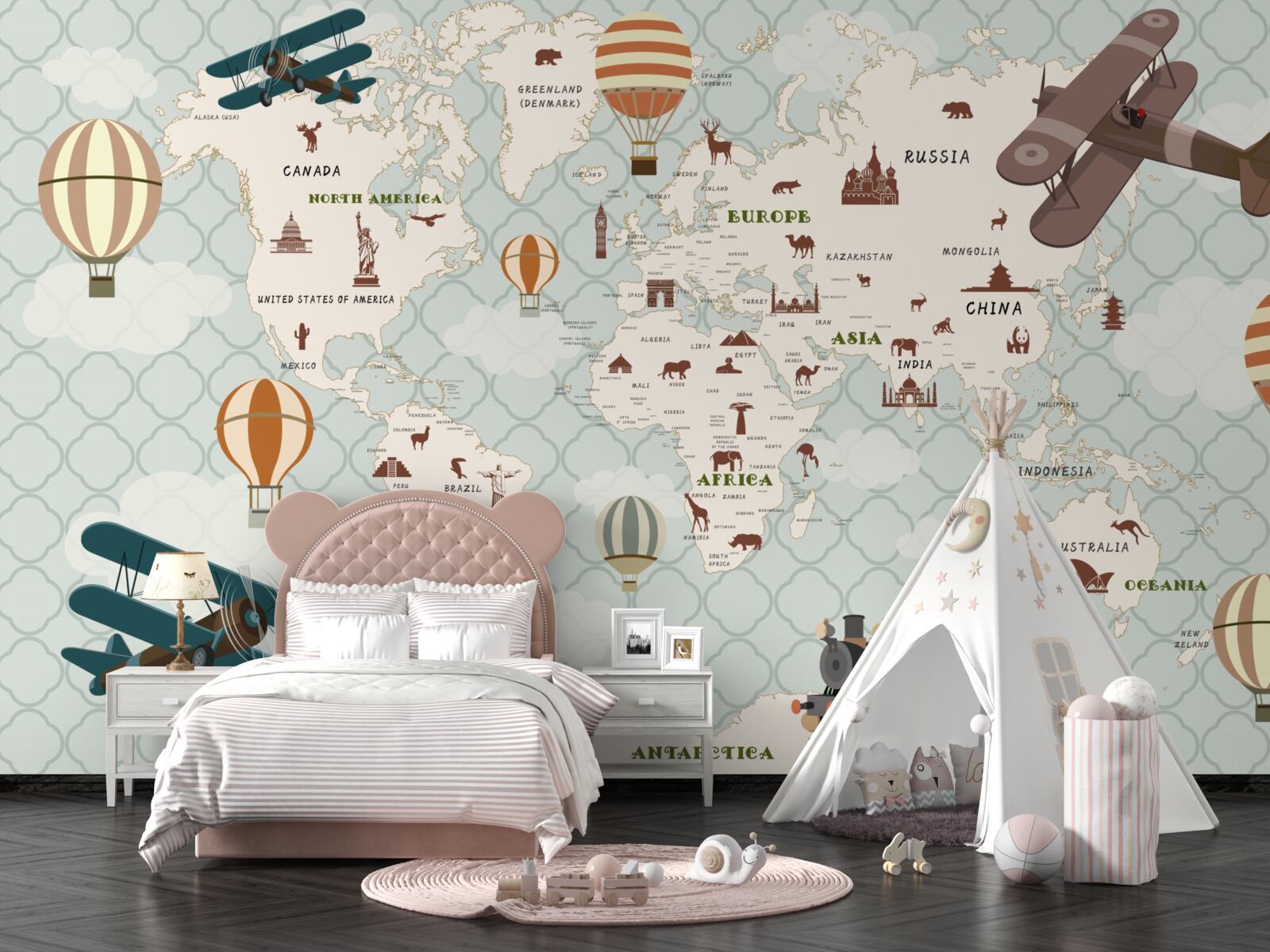 Fotobehang wereldkaart voor kinderen