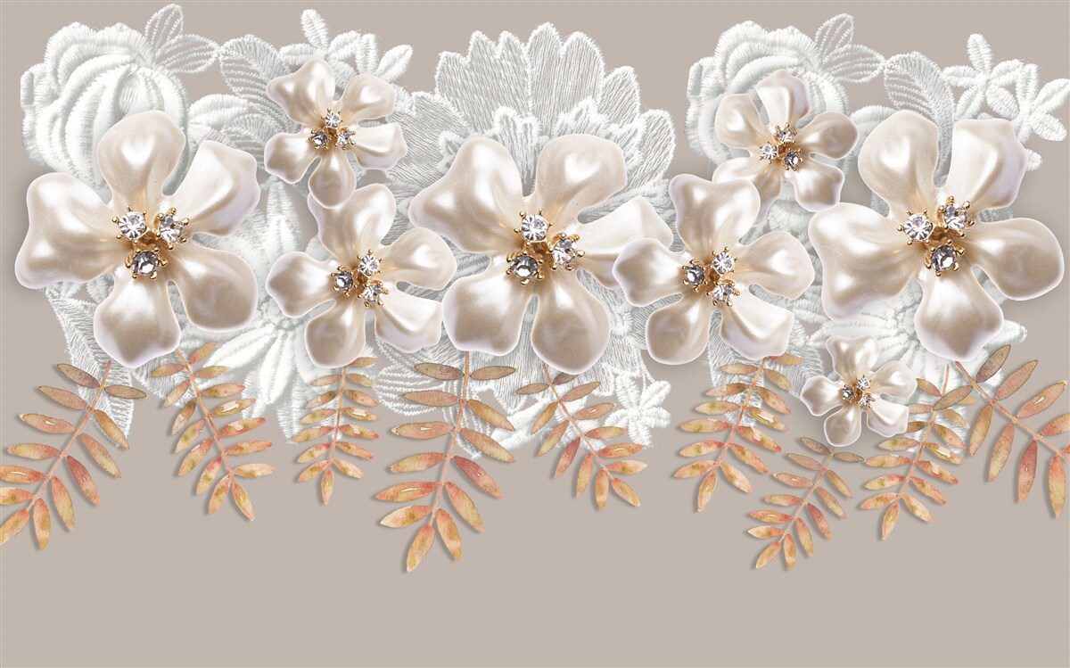 Fotobehang witte knoppen, glinsterend van heldere schoonheid, aan gouden takken