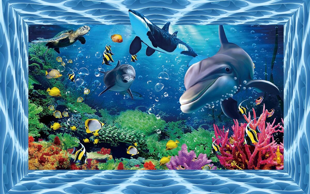 Fotobehang onderwaterwereld met dolfijnen