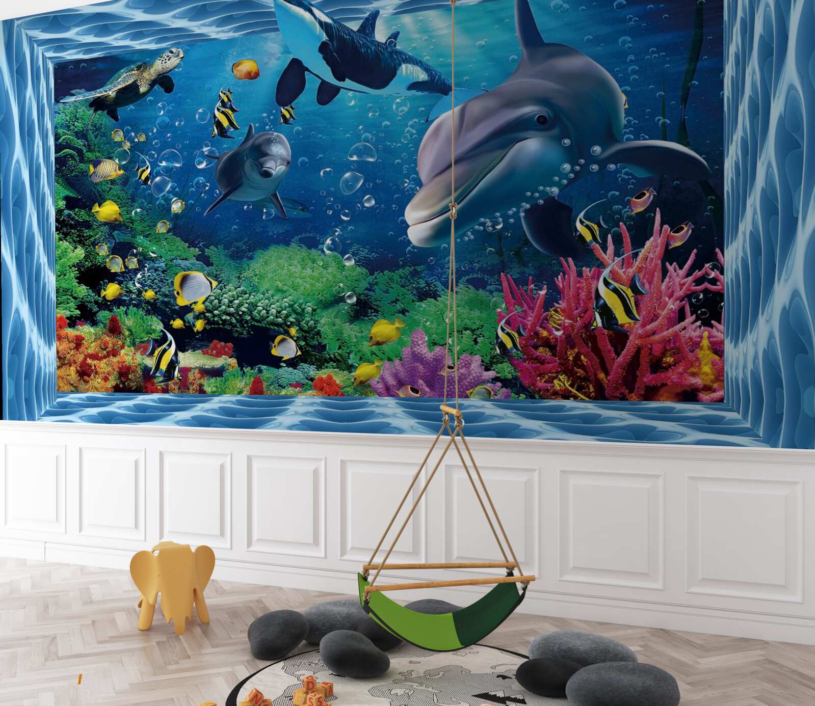 Fotobehang onderwaterwereld met dolfijnen