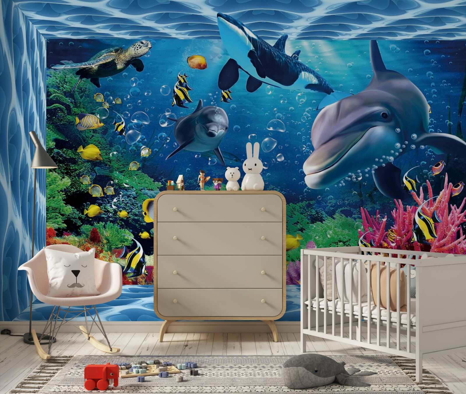 Fotobehang onderwaterwereld met dolfijnen